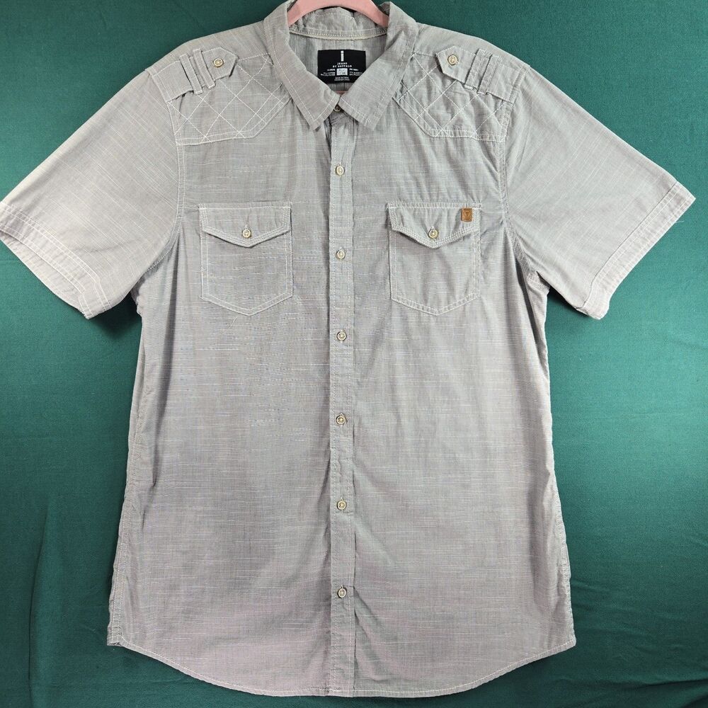 I Jeans By Buffalo Shirt Mens XL Short Sleeve Button Up Casual Gray